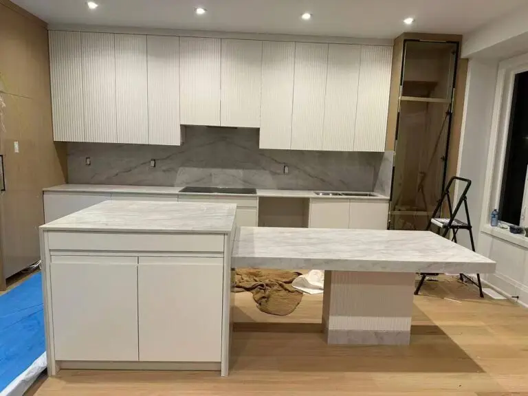 Custom kitchen cabinets Oakville with MDF doors and finger pull handles