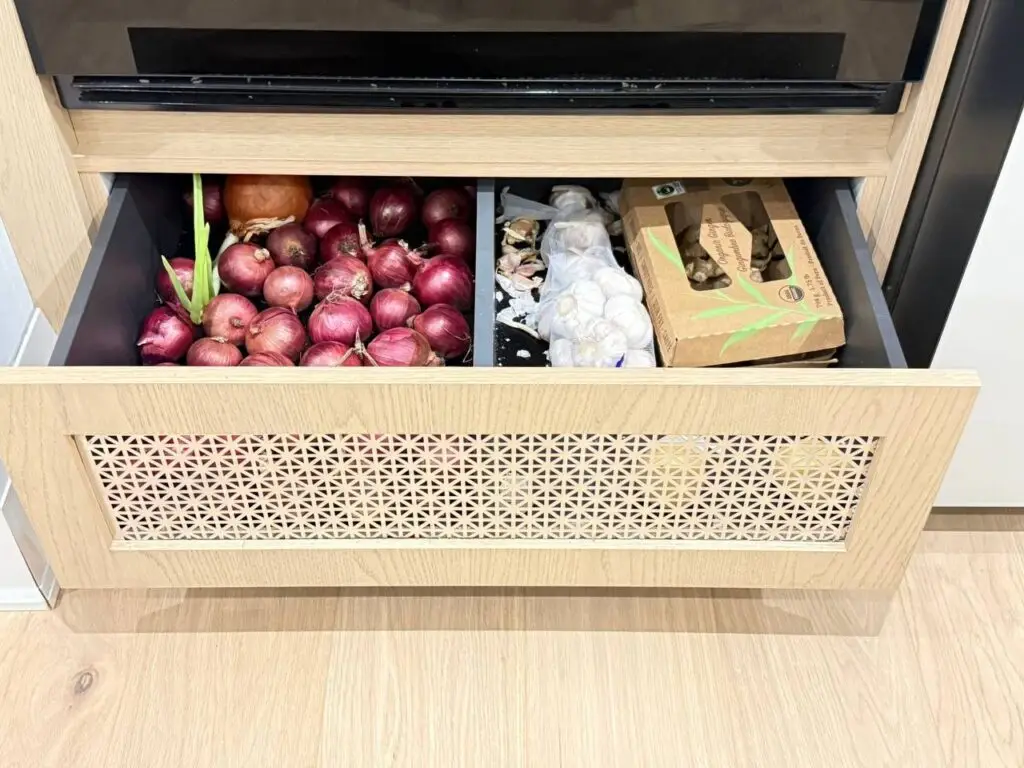 custom ventilated kitchen drawer for vegetable storage
