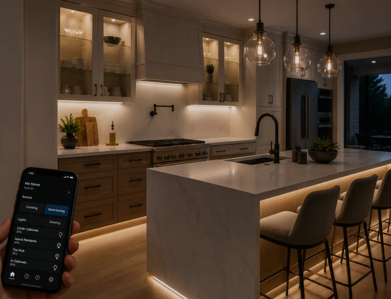 Smart Kitchen Lighting Control: Why Lutron Caséta Is the Secret to a Luxury, Clutter-Free Kitchen