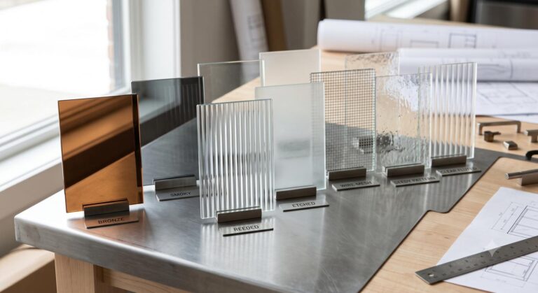 Glass shelf finishes and tints